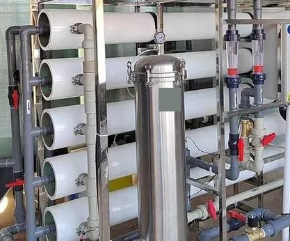 RO membrane housings with stainless-steel piping and instruments